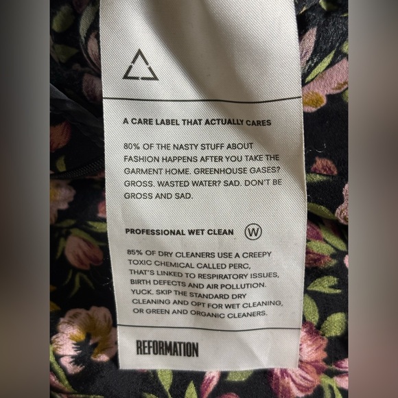 Reformation Black Floral Skirt Pink Hibiscus with Slit - Picture 6 of 8